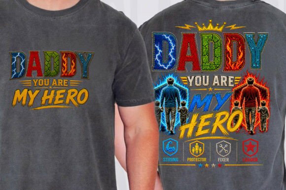 Daddy My Hero Fathers Day PNG: A Premium Design Asset
