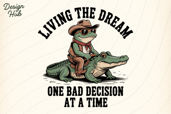 Frog Riding Alligator Funny Shirt PNG: Western Humor Design
