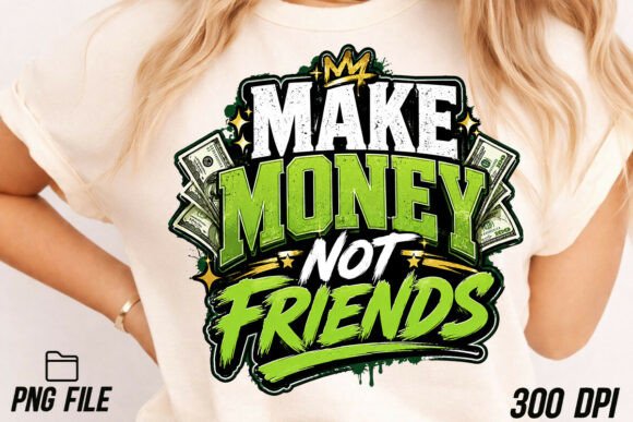Make Money Not Friends PNG Hustle Quote: Bold Design for the Driven Creator