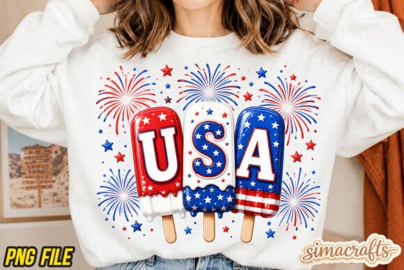 Patriotic USA Popsicle PNG 4th of July Design Asset
