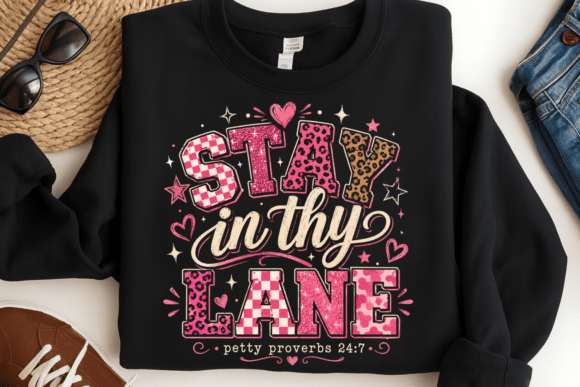 Stay in Thy Lane PNG: Leopard, Checkered & Pink Glitter